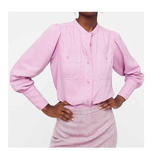 J. Crew Point Sur shirt women's M button down draped twill lyocell pink - Picture 1 of 9